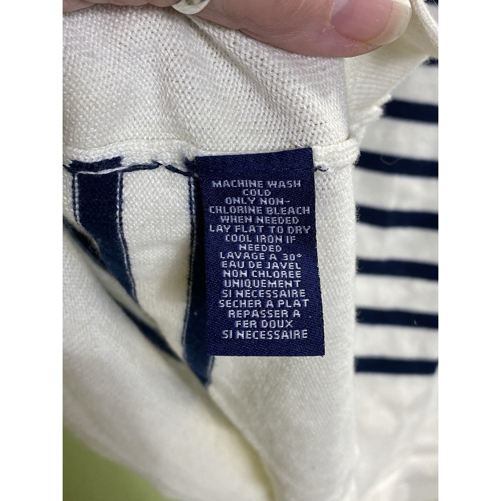 Chaps by Ralph Lauren Women's Size L Long Sleeve sweater navy stripes Coastal - Picture 4 of 6